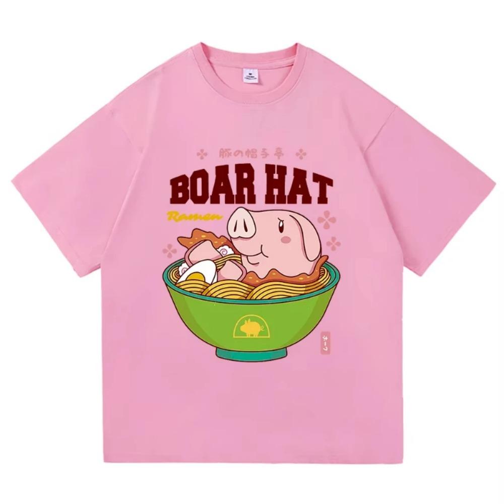 Seven Deadly Sins T-shirt Female Anime Ramen T-shirt Female Suitable Funny Pig Noodle T-shirt M