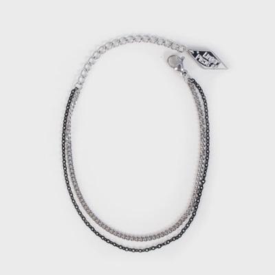 LingerPiece [Unisex] Black and Silver Layered Bracelet