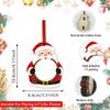 Flat Design Christmas Photo Frame Hanging Rope Bulk Set Wooden Picture Ornament 2D Style Wood Material Xmas Tree Decoration