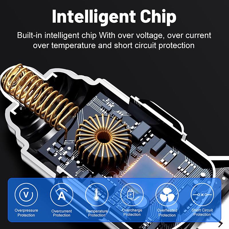 100W 6-Ports Usb Type-C Car Charger With Voltage Display Pd Fast Charging Power Adapter For Iphone Android Smart Phone Tablet