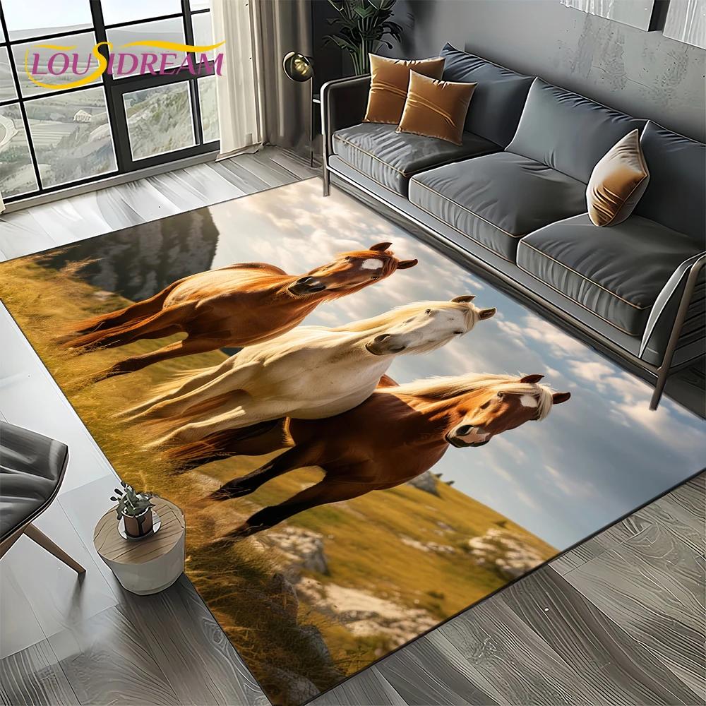 27 Style Horse Pentium Gallant Steed Animal Carpet Rug for Living Room Bedroom Home Sofa Decoration,Area Rug Non-slip Floor Mat