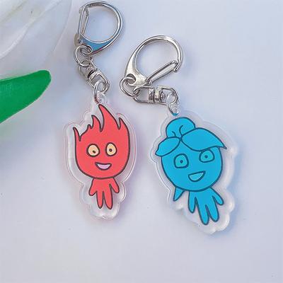 Acrylic Ice And Fire Man Keychain Cartoon Game Series Keyring Bag Pendant Charms Accessories For Kids Small Gift