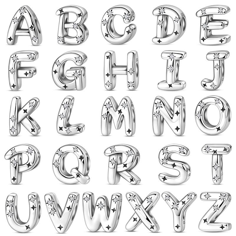 Classic Copper 26 Letters A-Z Alphabet Charms Stars Letter Beads Fit Bracelet Diy Charm For Woman Jewelry Making