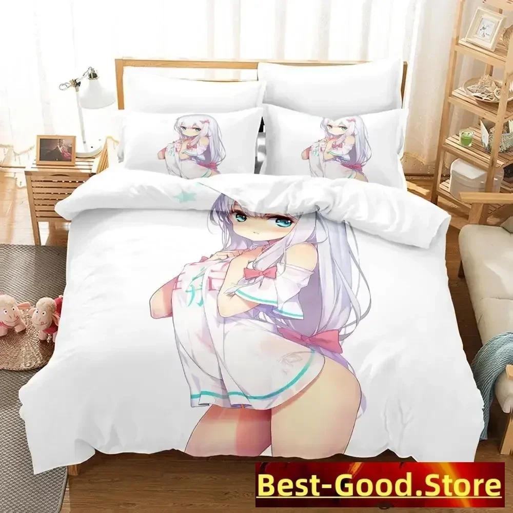 New Sagiri Izumi Bedding Set Cartoon Anime Three-Piece Set Adult Kid Bedroom Duvetcover Sets 3D Kawaii Girls