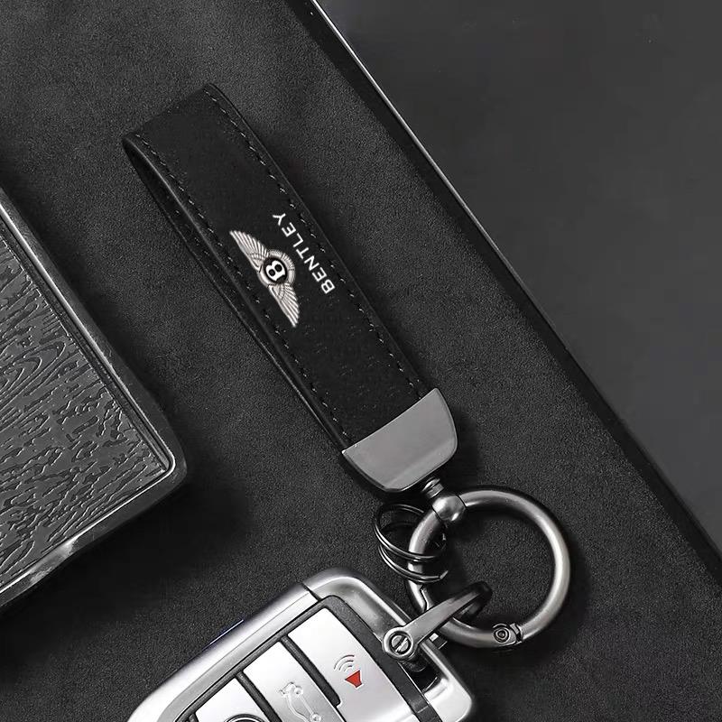 Car Styling Emblem Alloy Keyring for New Bentley Flying Spur Continental GT Bentayga Mulsanne Motorcycle Suede Leather Keychain