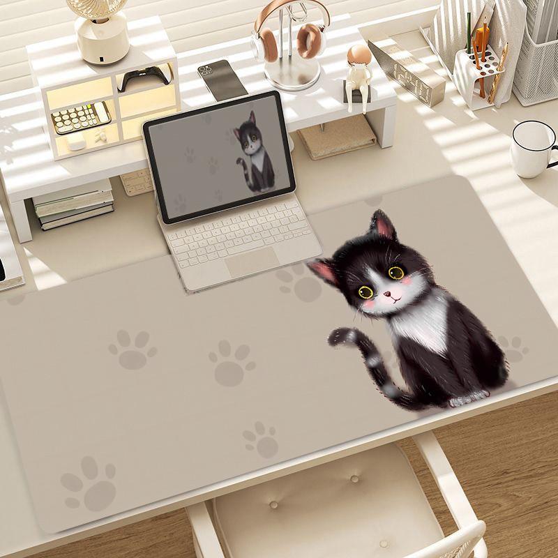 Cat Kawaii Mouse Pad Large Cute Girl Laptop Keyboard Pads Cartoon Lock Edge Wrist Mat