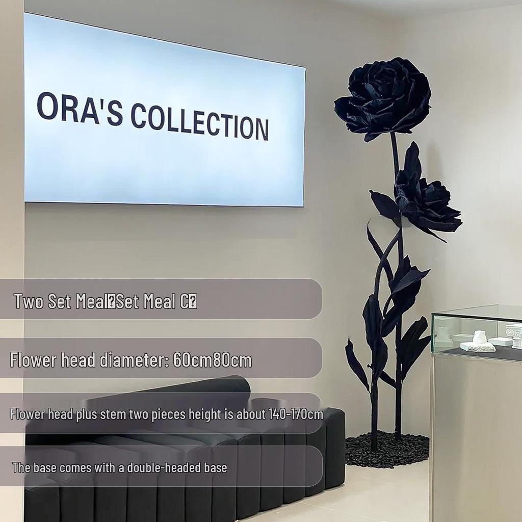 Giant Black Rose Flower Decoration - Floor Display & Wedding Prop