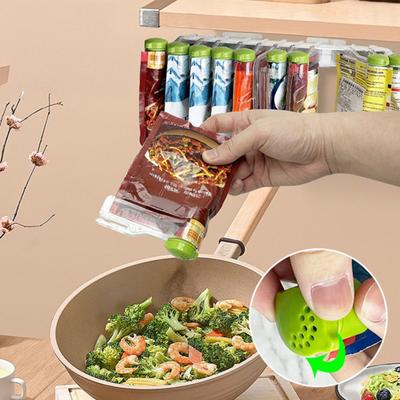 Wall-Mounted Spice Packet Organizer with Lock Lids Seasoning Packet Storage Rack Holds 10 Packets Kitchen Spice Packet Holder