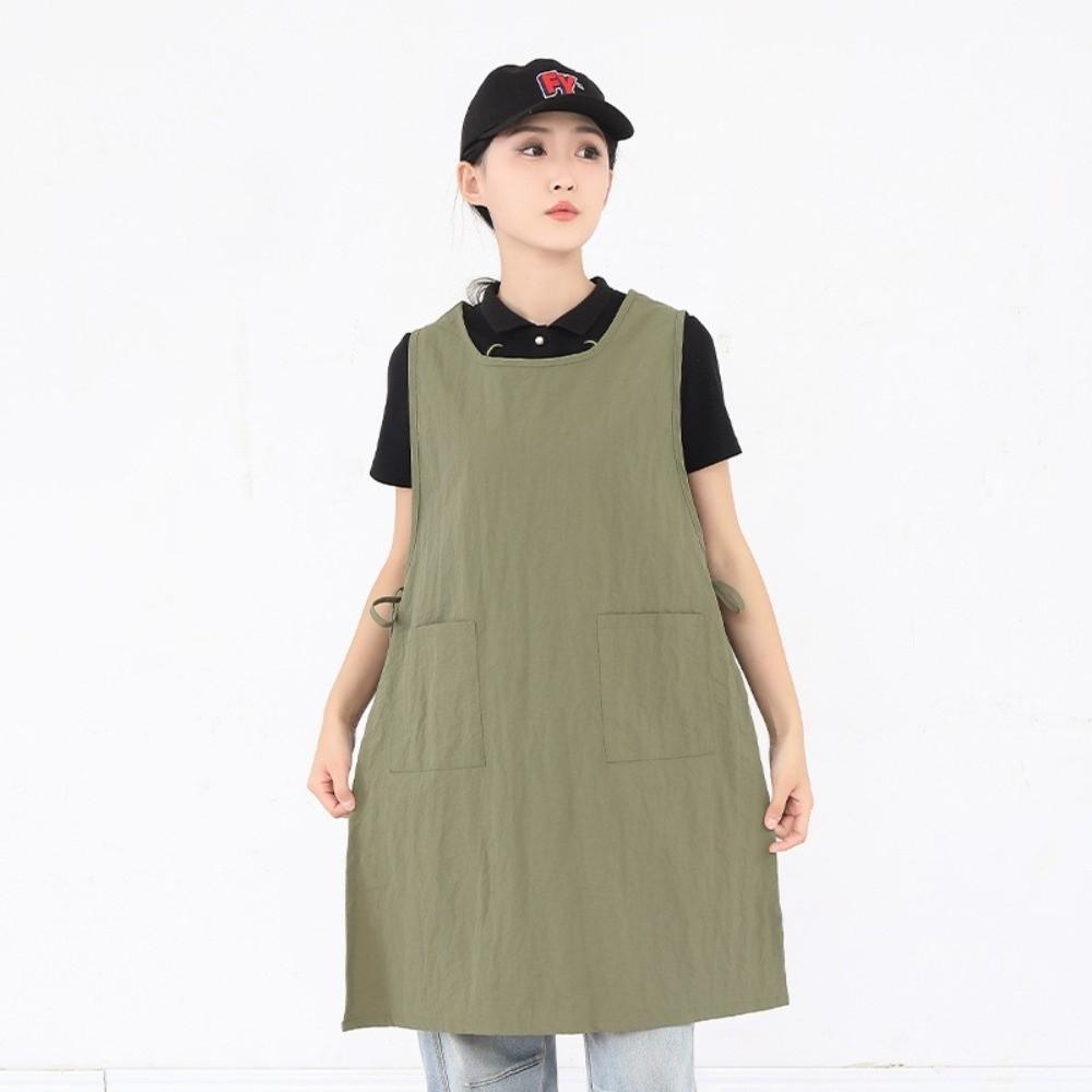 Japanischer Stil Langes Weste Einfarbige Küchenschürze Mode Nagelstudio Schönheitschürze Unisex