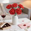 Rose artificielle en fil crocheté fait main, idéale pour le jardin, la Saint-Valentin, un mariage, un bouquet de mariée, la décoration intérieure, un coffret cadeau à faire soi-même, ou comme accessoire.