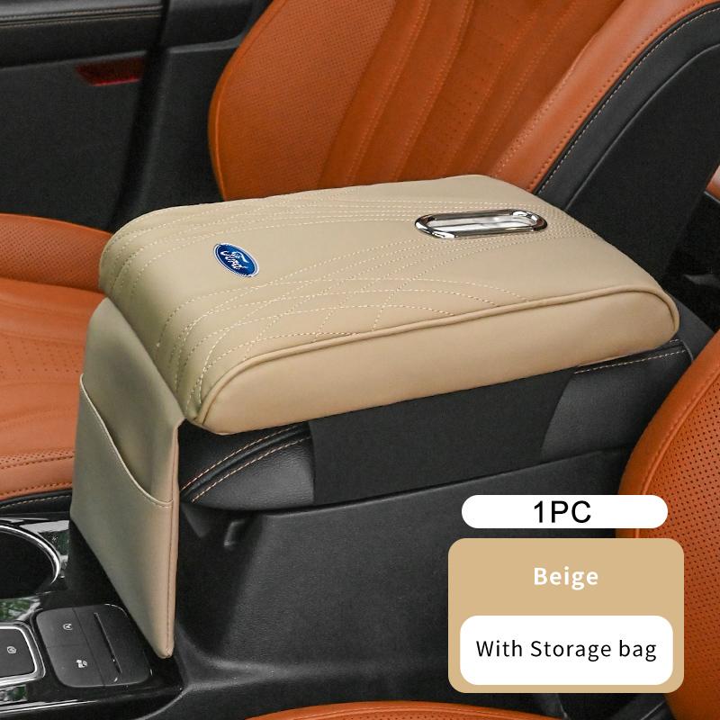 For Ford Car Multi-function Armrest Box Booster Cushion Leather Height Pad Focus Mk2 Mk3 Mk4 Fiesta Ranger Mondeo S-MAX Kuga
