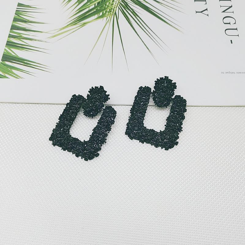 Sincere Jewelry European and American Exaggerated Atmosphere Matte Hipster Geometric Earrings, Creative Personalized Relief Trapezoidal Long Gold