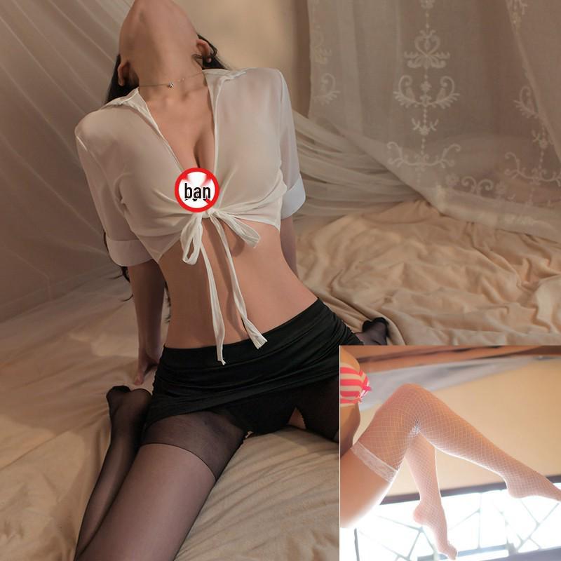 Sheer Sexy Secretary Lingerie: Hip-Hugging Pullover Suit.