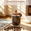 Glass Jar with Wooden Lid and Spoon Transparent Airtight Food Storage Jar Kitchen Coffee Beans Tea Sugar Canister