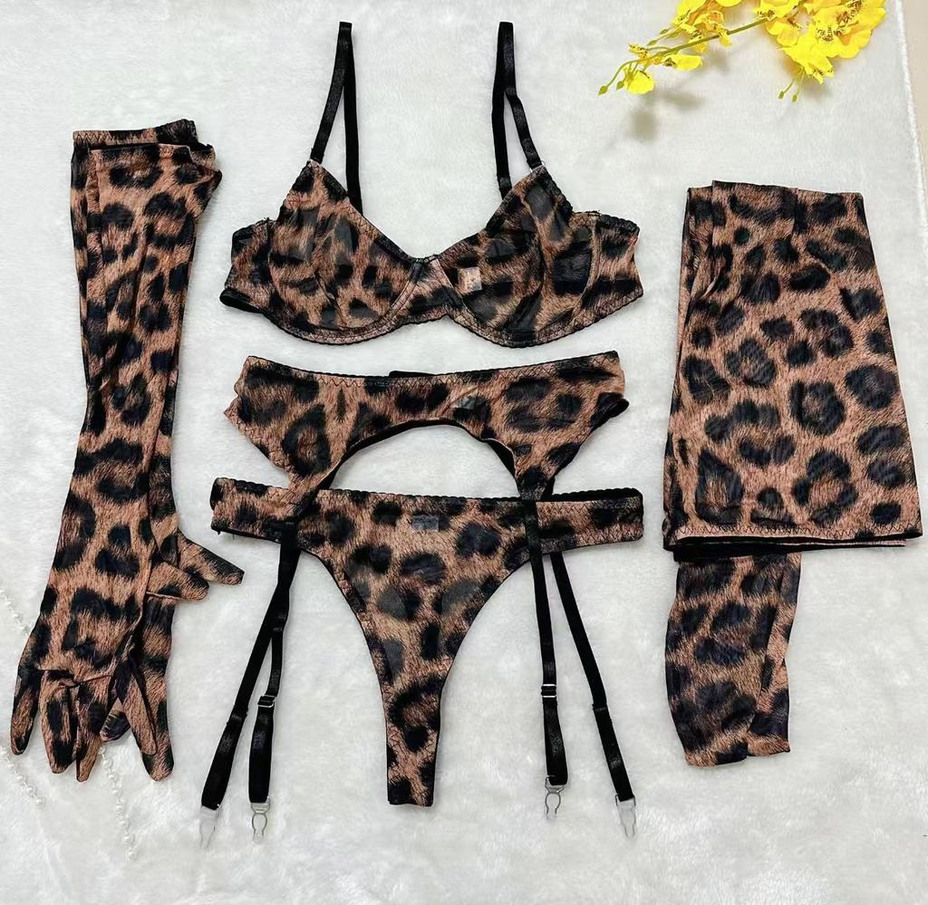 Populární barevné tie-dye malé prsa sbírající síťované sexy spodní prádlo pětidílná souprava pro ženy