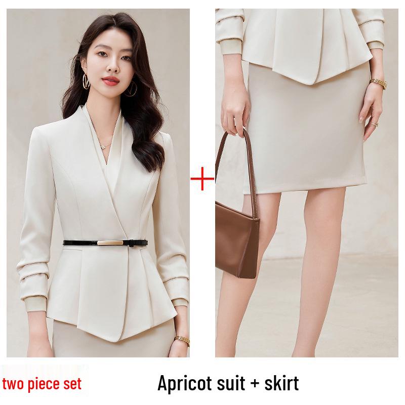 Professional Women's Suit Skirt Set 2024: Elegant Slimming Workwear for Beauty Salon and Property Consultants