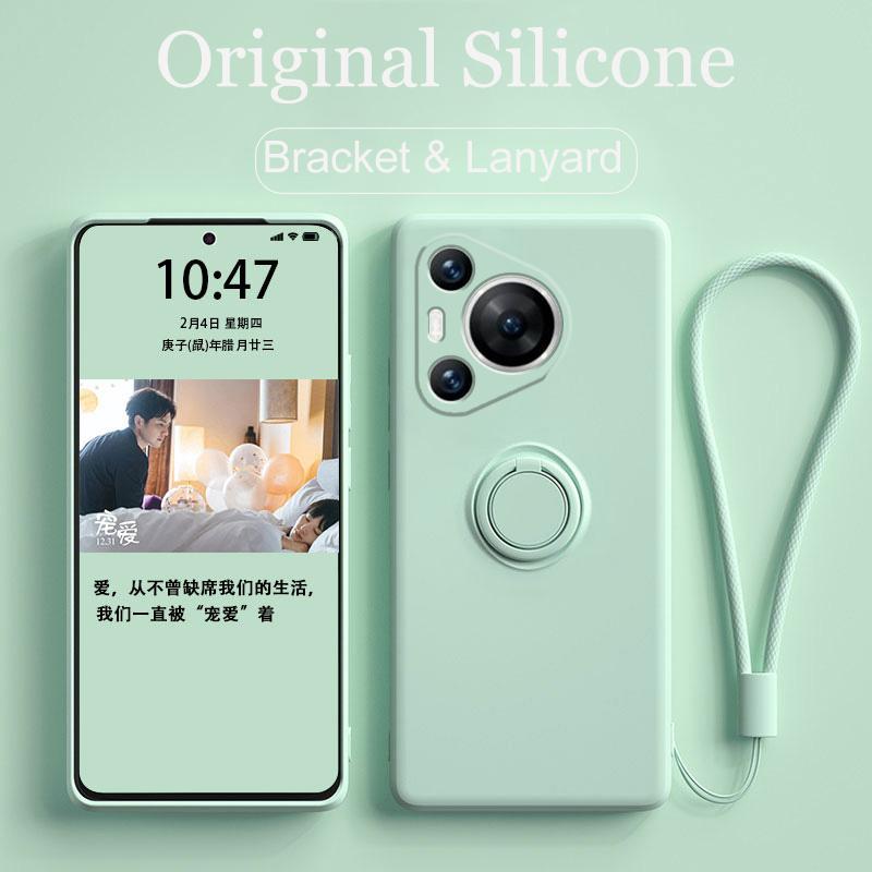 Magnetische Flüssigsilikon-Ringständer-Hülle für Huawei Pura 70 P70 P60 P50 P40 Mate 60 50 40 Pro Plus Nova 11 10 Honor 90 80 70 60