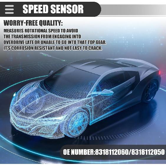 Motoforti Speed Sensor, Transmission Vehicle Speed Sensor, for Toyota MR2 1991-1995, Plastic Metal, No.8318112050, Black Silver Tone
