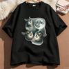Three Cat Moon T Shirt Unisex Unisex Cotton Short Sleeve Funny Cat Parody TShirt Wolf Moon Cat Cute Kitten Tshirt Male Clothes Tops