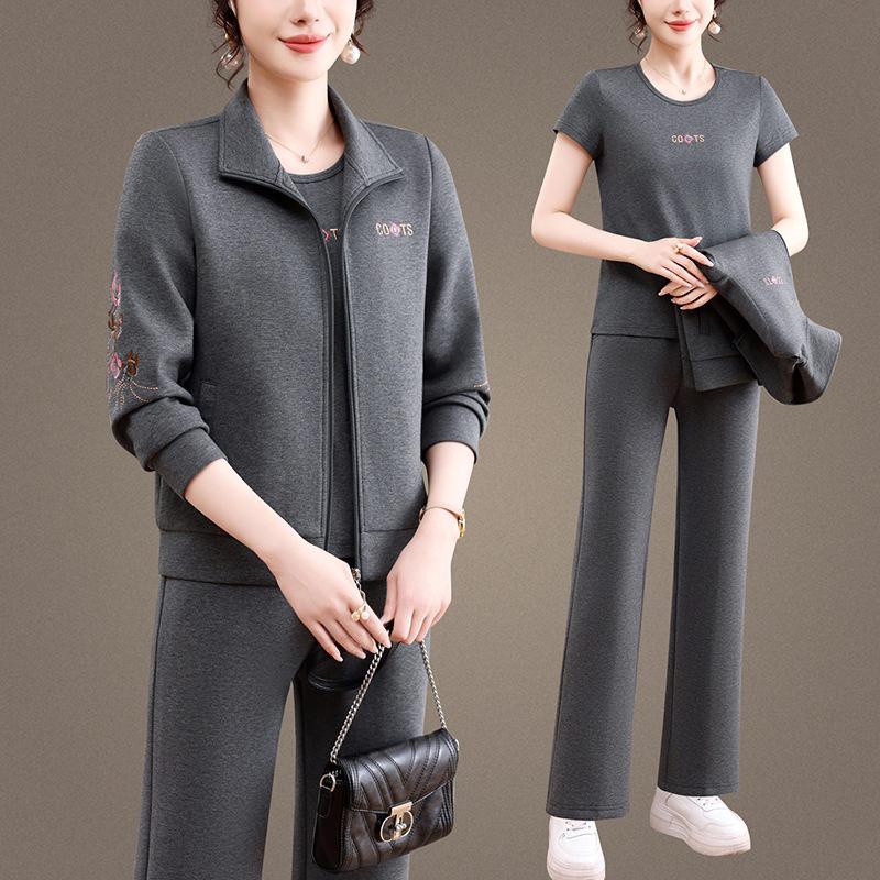 Women's Casual Sportswear: Spring/Autumn Loose Hoodie, Long Pants, Outdoor Jogging/Fitness Three-Piece Set