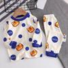 Boys Fall Cotton Underwear Set Cartoon Long-sleeved Round Neck Top + Pants Two-piece Set