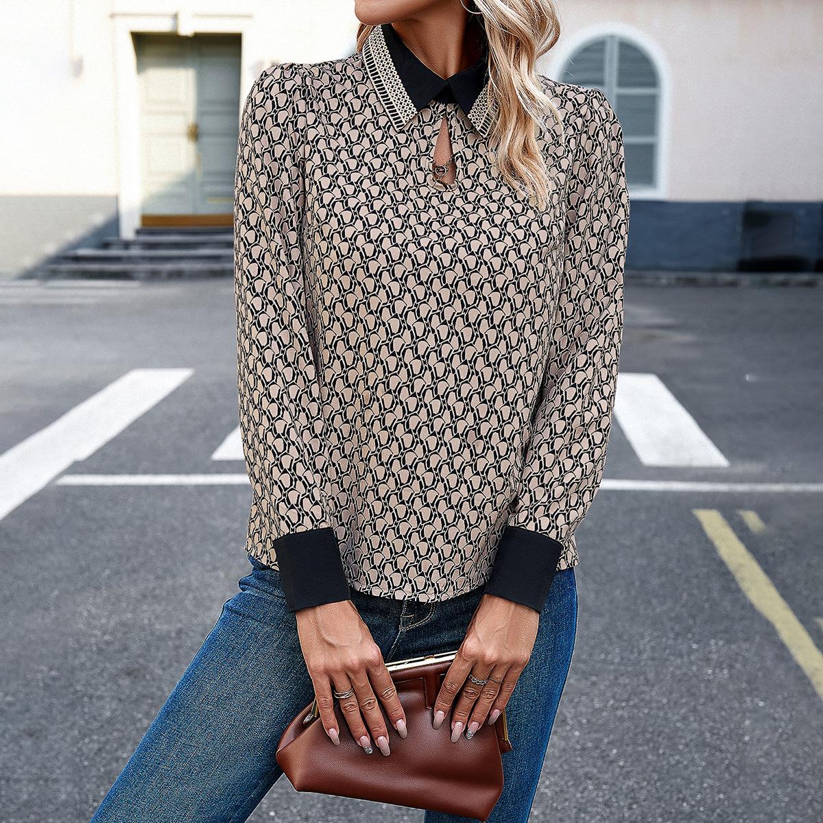 

Весенне-осенняя женская рубашка-блузка Темперамент Элегантные топы с рубашкой с длинными рукавами и воротником S