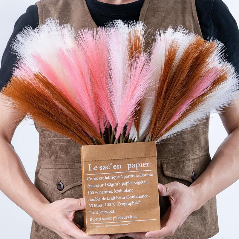10pcs Faux Pampas Wedding Home Decoration Fake Plant Fluffy Silk DIY Reed Simulated Artificial Flowers Pampas Grass