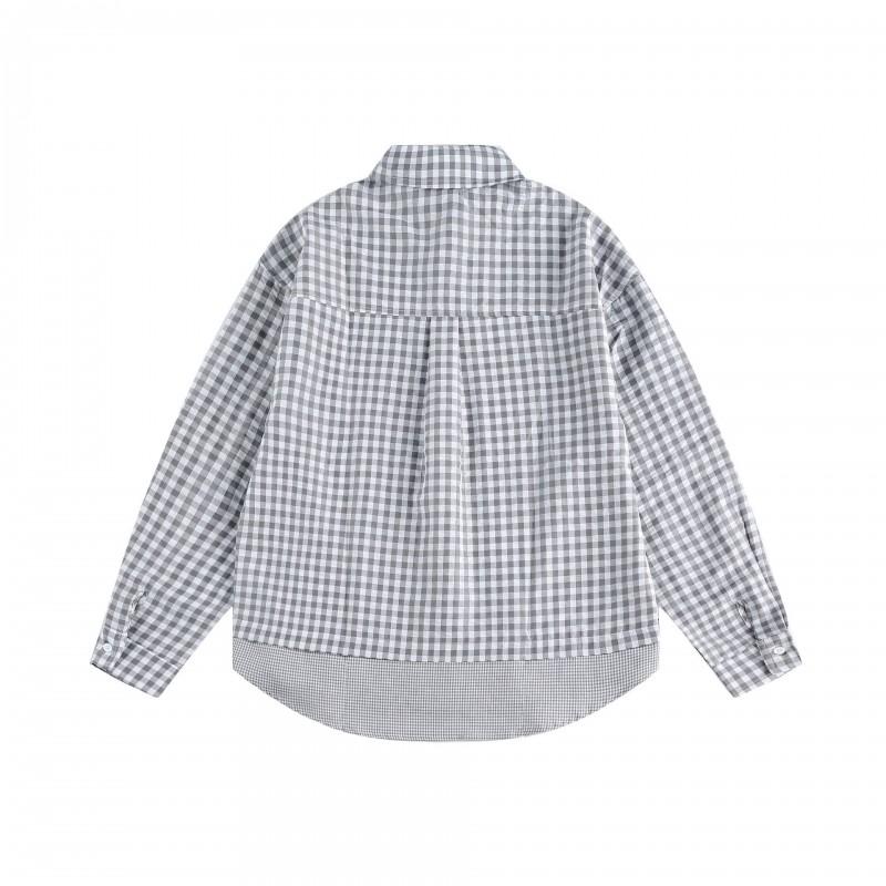 Unisex Oversized Plaid Shirt Jacket Loose Fit Casual Long Sleeve Cotton Top