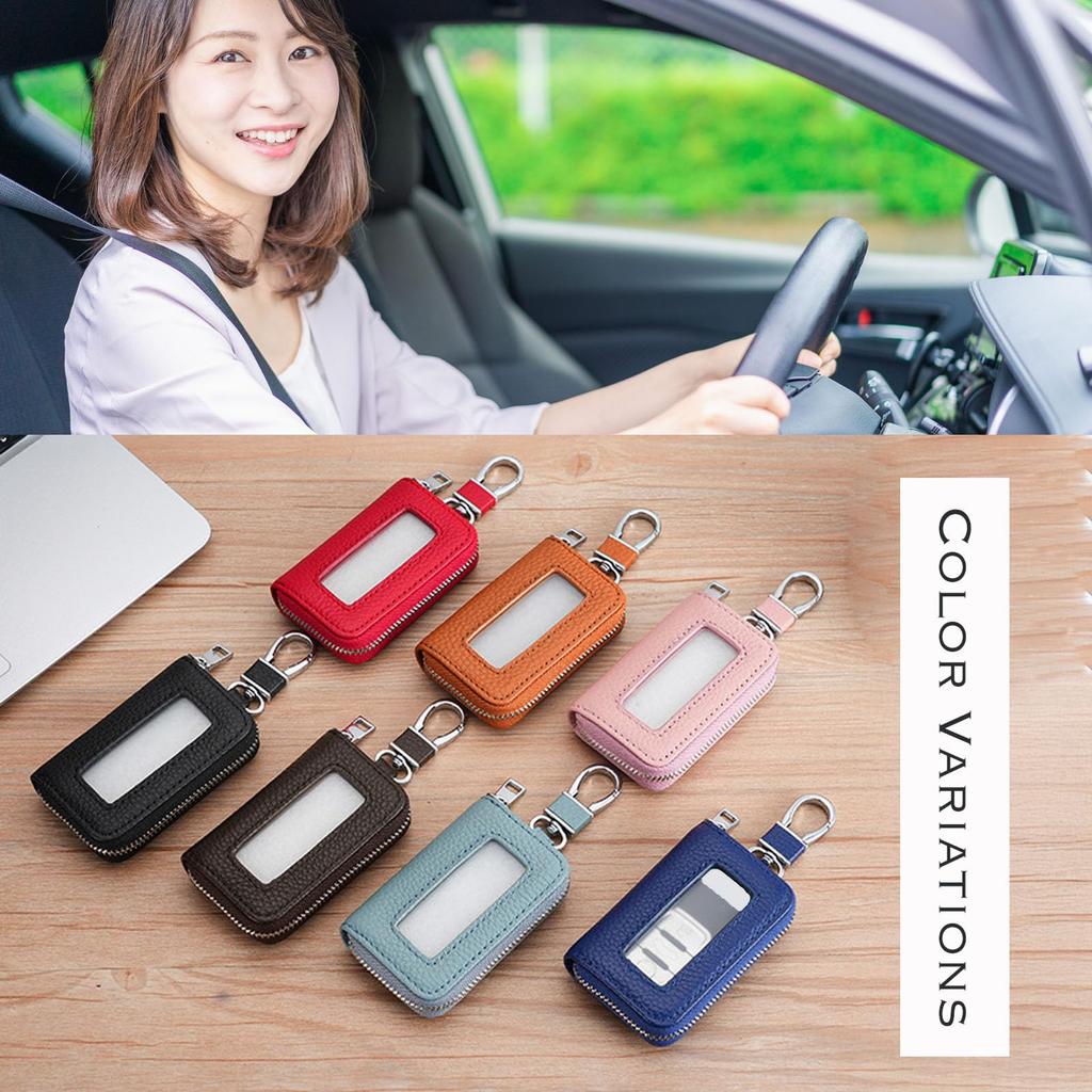 Smart Key Case Clear Window Leather Single Key Case (Blue)