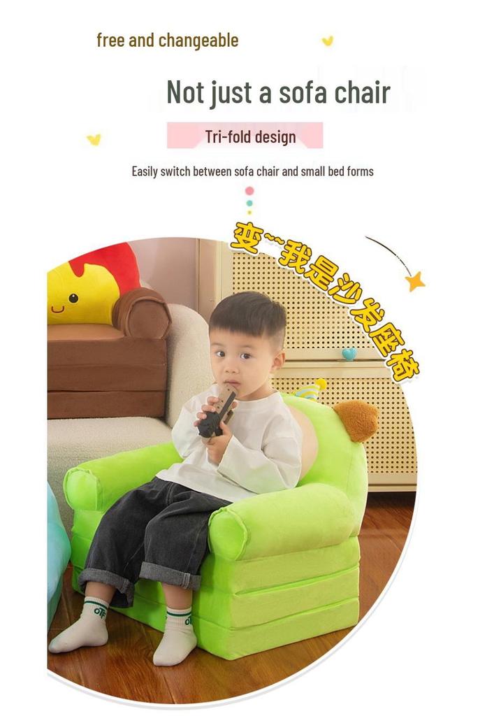 Foldable Three-Fold Cartoon Sofa for Kids: Lazy Baby Seat & Tatami Nap Sofa