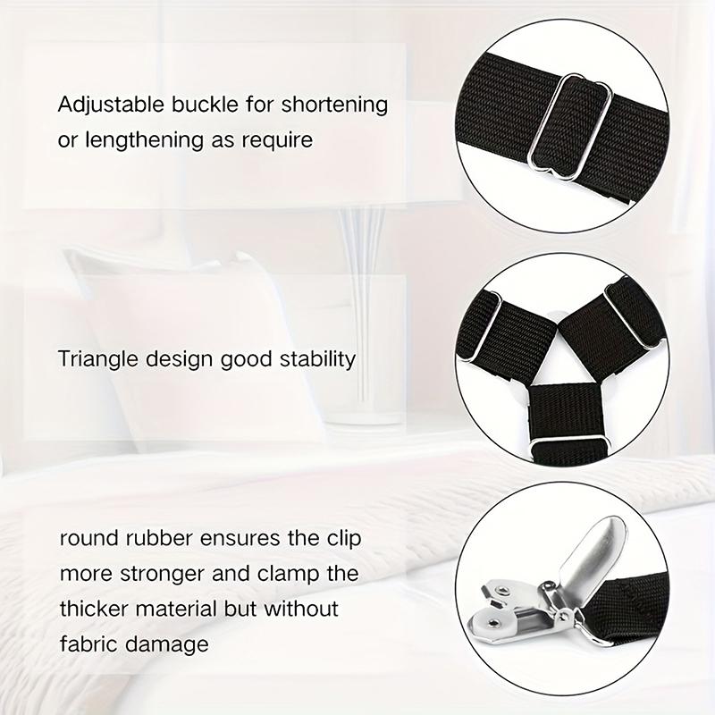 4 Pcs Triangle Bed Sheet Holders Fitted Sheet Clips Adjustable Sheet Suspenders Mattress Gripper Clips For Bed Mattress Cover