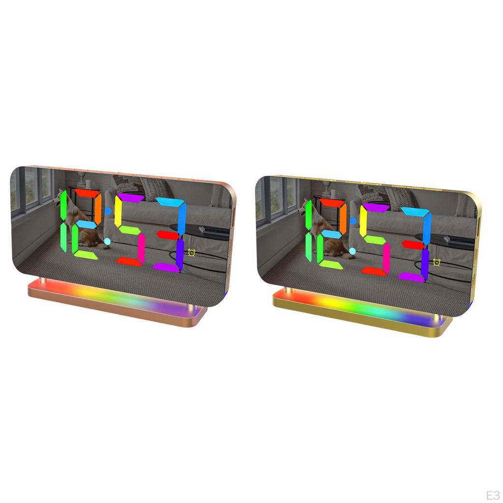 LED Digital Alarm Clock Bedroom Brightness Dimmer with USB Charging Port, RGB Color Modes,