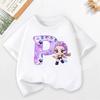 KPop Demon Hunters Child Short Sleeve T-shirt Cartoon Rumi Mira Zoey A-Z Print Cotton Tops Kawaii Summer Casual Tees Kids Gifts