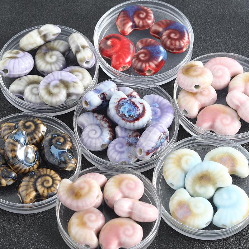 High-Temperature Ceramic Snail & Marine Animal Beads for DIY Jewelry & Clothing Accessories