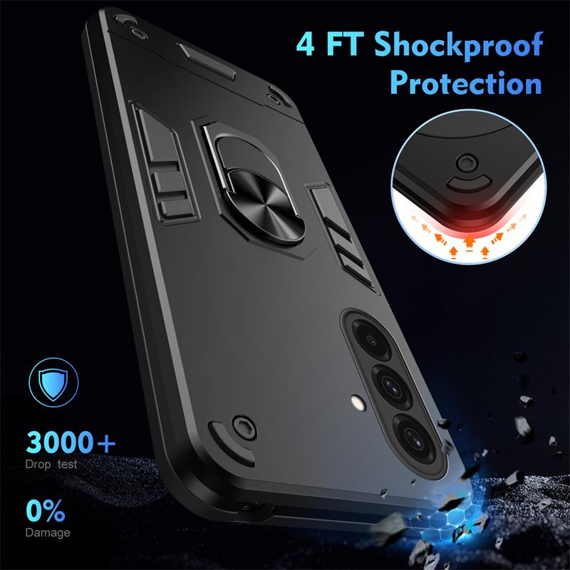 Rugged Armor Phone Cases Funda For Samsung Galaxy A27 A37 A57 A17 5G A07 4G Case Car Magnetic Ring Stand Holder Back Cover Coque