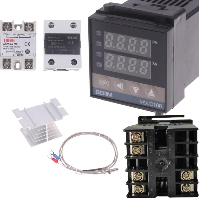 REXC100 PID Controller Set K Type Probe 25A 40DA SSR Relay for Greenhouse Temperature Control and Egg Incubator