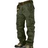 Pantalones de hombre con cordón y múltiples bolsillos, pantalones casuales, pantalones de senderismo, pantalones de sarga de algodón