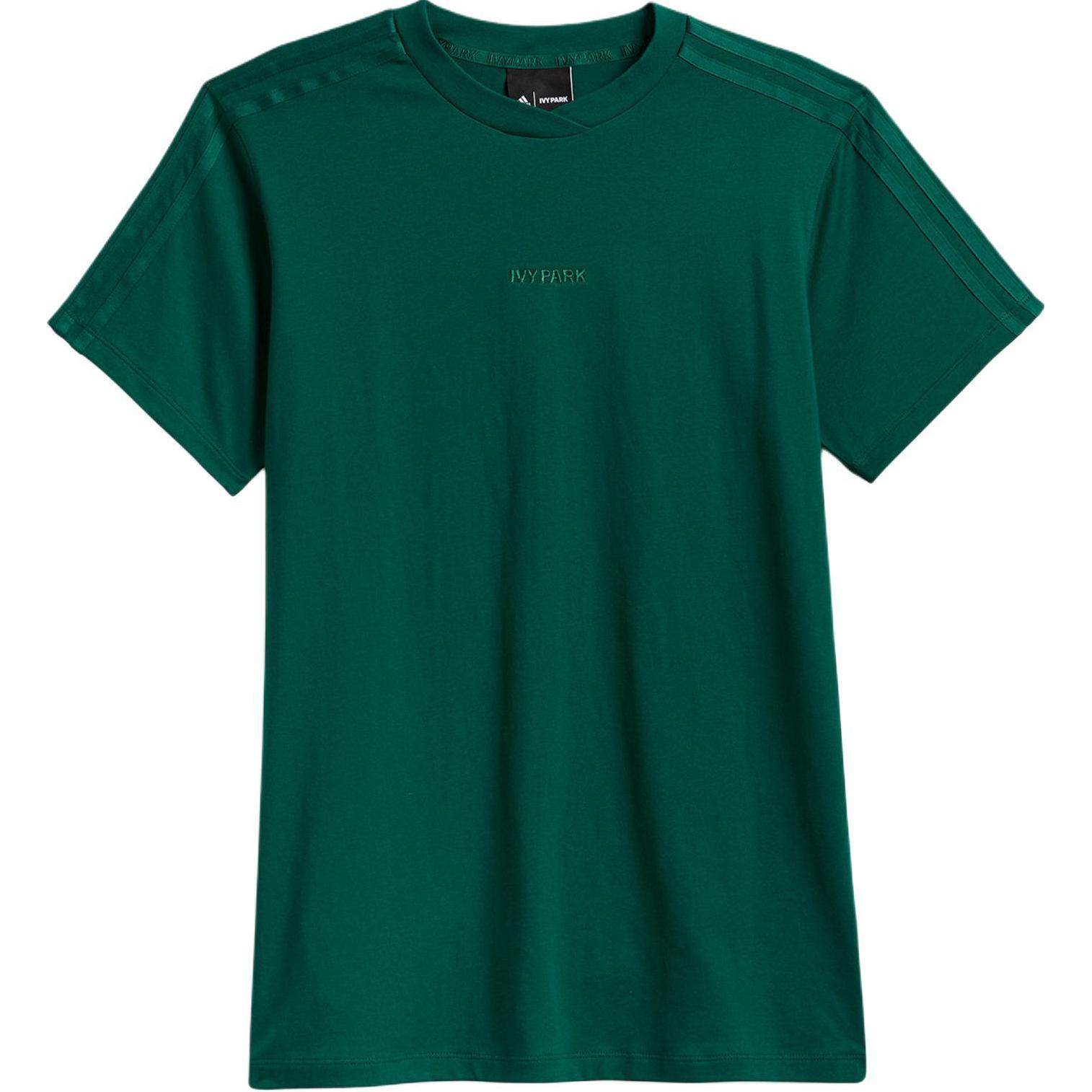 Adidas X Ivy Park 4ALL 3 Stripes Soft Cotton Embroidered Logo Unisex Dark Green T-Shirt GT4081 XXXS