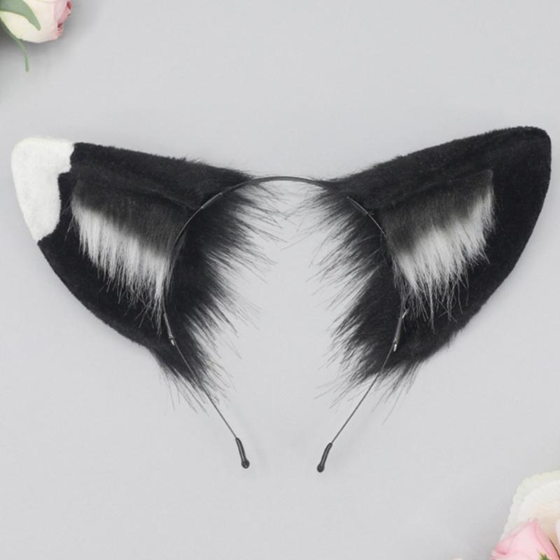 Animal Cosplay Costume Fauxs Furs Wolf Cats Foxes Tail and Cats Ears Headbands Halloween Party Costume Accessories
