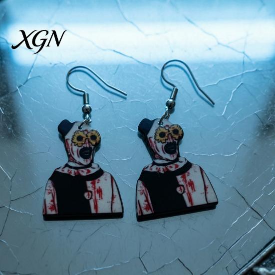 Halloween Jewelry for Women 1 Pair Theme Dangle Drop Earrings Women, Scary Blood Punk Style Statement Accessories Clown Acrylic Earrings, Creative
