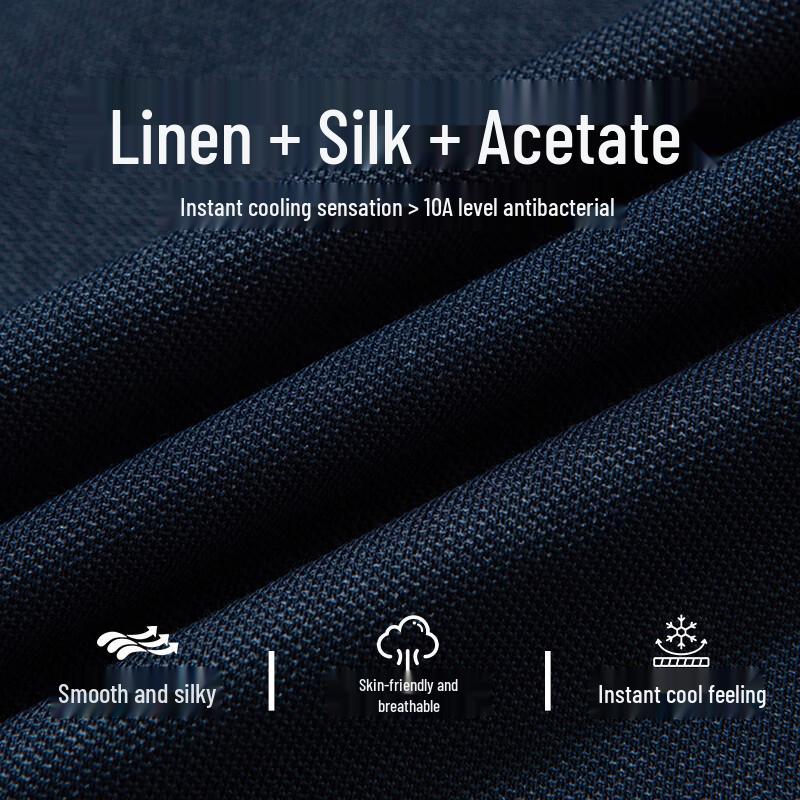 MUSHILANG Men's 10A Antibacterial Linen Silk Cooling Polo Shirt