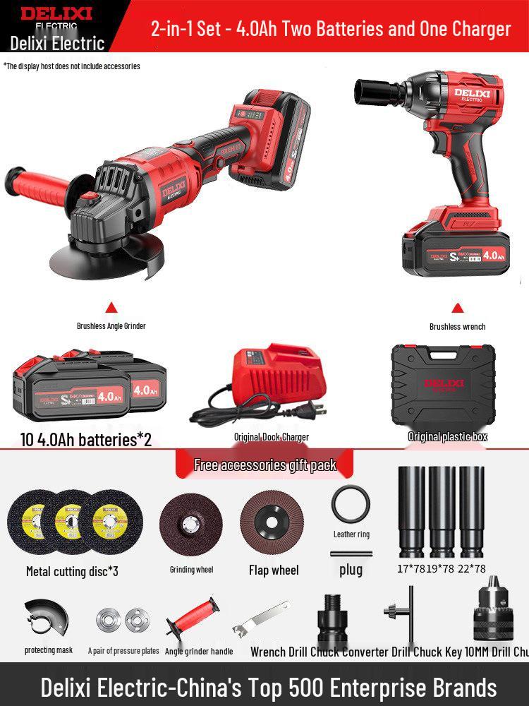 Delixi Rechargeable Brushless Angle Grinder Kit