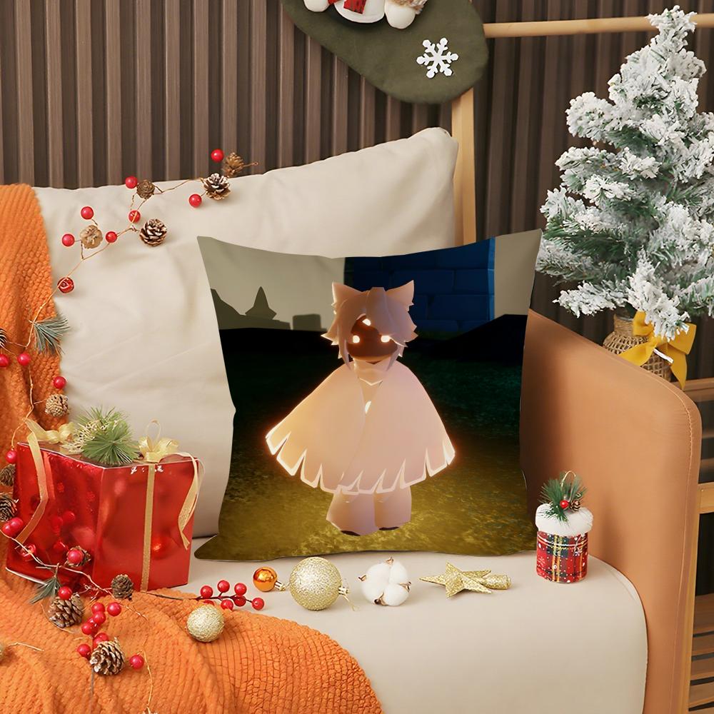 S-Sky Children of the Light Pillow Case Anti-dustmite Pillow Invisible Zipper Silky Short Plush Sofa Cushion Cover