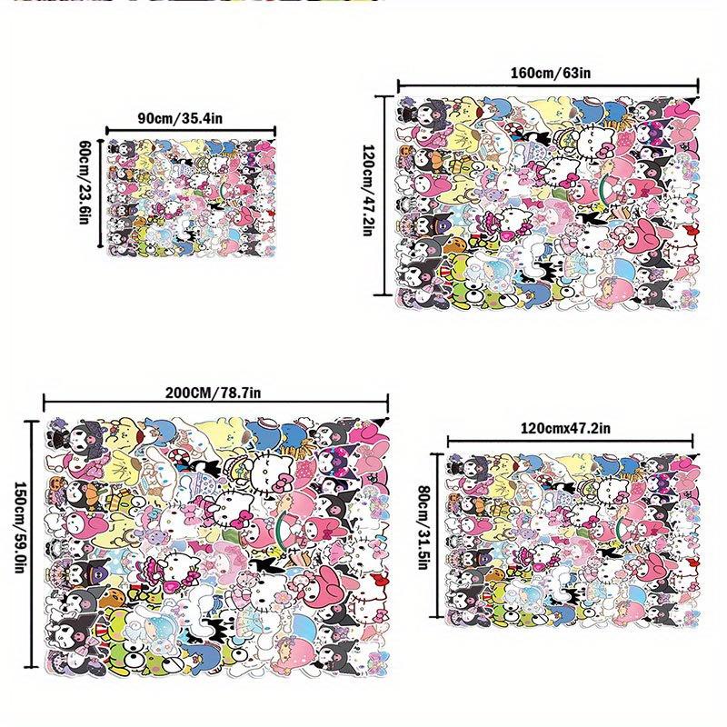 1pc Sanrio Hello Kitty Mermaid Printed Office Carpet Rectangle Rug Under The Table,Perfect Room Decor for Living Room, Bedroom, Kitchen, Non-slip Floo