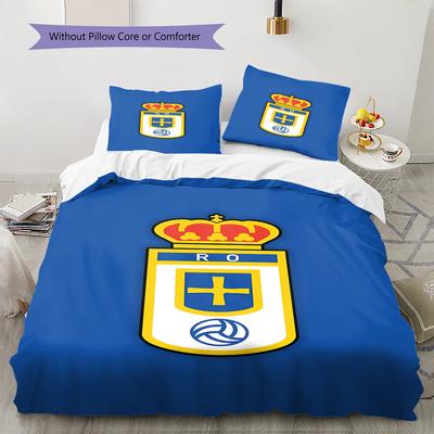 Real Madrid CF Pattern Bedding,Quilt Set Quilt Cover Pillowcase Home Birthday Gift (1 * Duvet Cover + 2 * Pillowcase, Without Core)