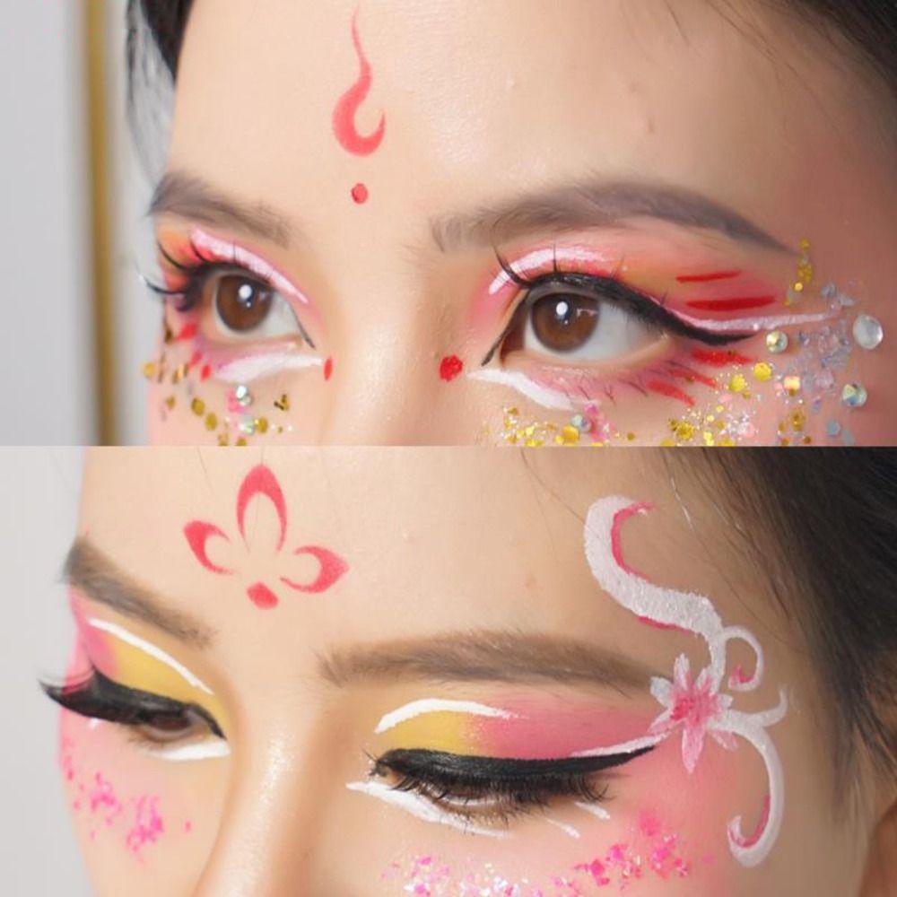 Forehead Flowers Temporary Tattoo Stencil No Repeat Body Art Painting Stencil  Children