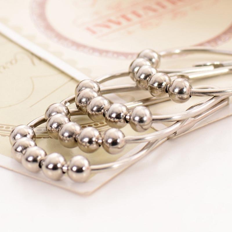 

652F Stainless Steel Shower Curtain Rings Hook Set of 12 Five-Bead Hooks for Easy Hanging and Sleek for Bathroom China Mainland