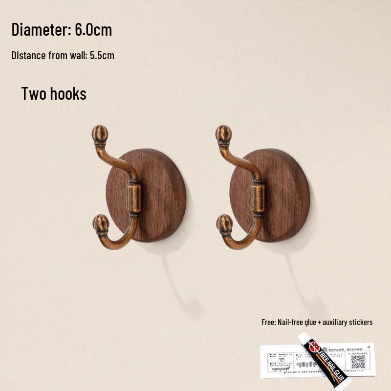 Chinese Style Solid Wood Wall-Mounted Coat and Hat Rack - Vintage Design