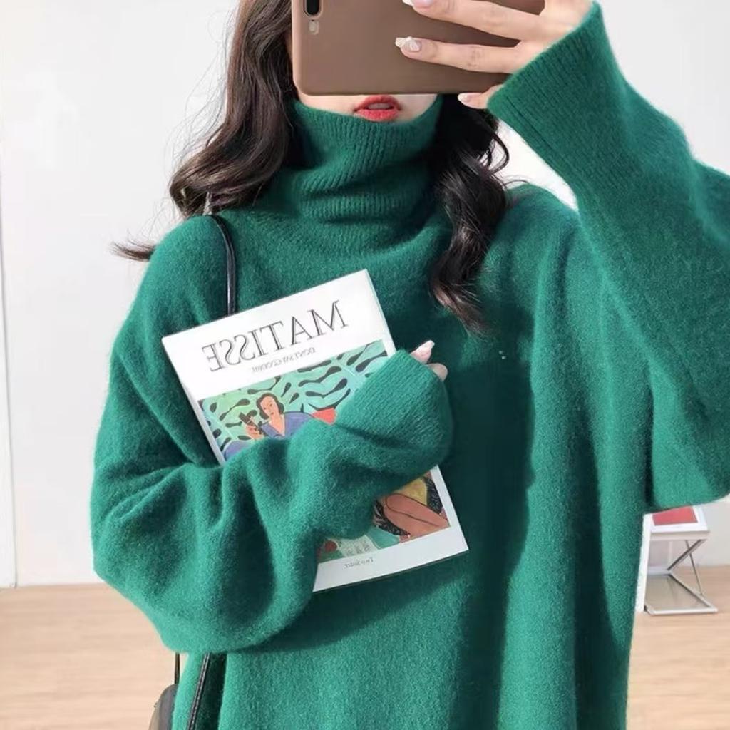 Maglione a tinta unita a collo alto e vestibilità ampia per autunno/inverno