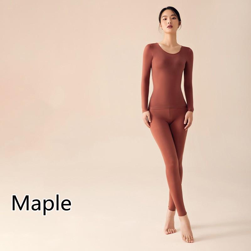 Set de lenjerie termică pentru femei, cu mânecă lungă, cu fundul de sus, fără sudură, pantaloni lungi, foarte elastic, de toamnă și iarnă, set termic pentru femei